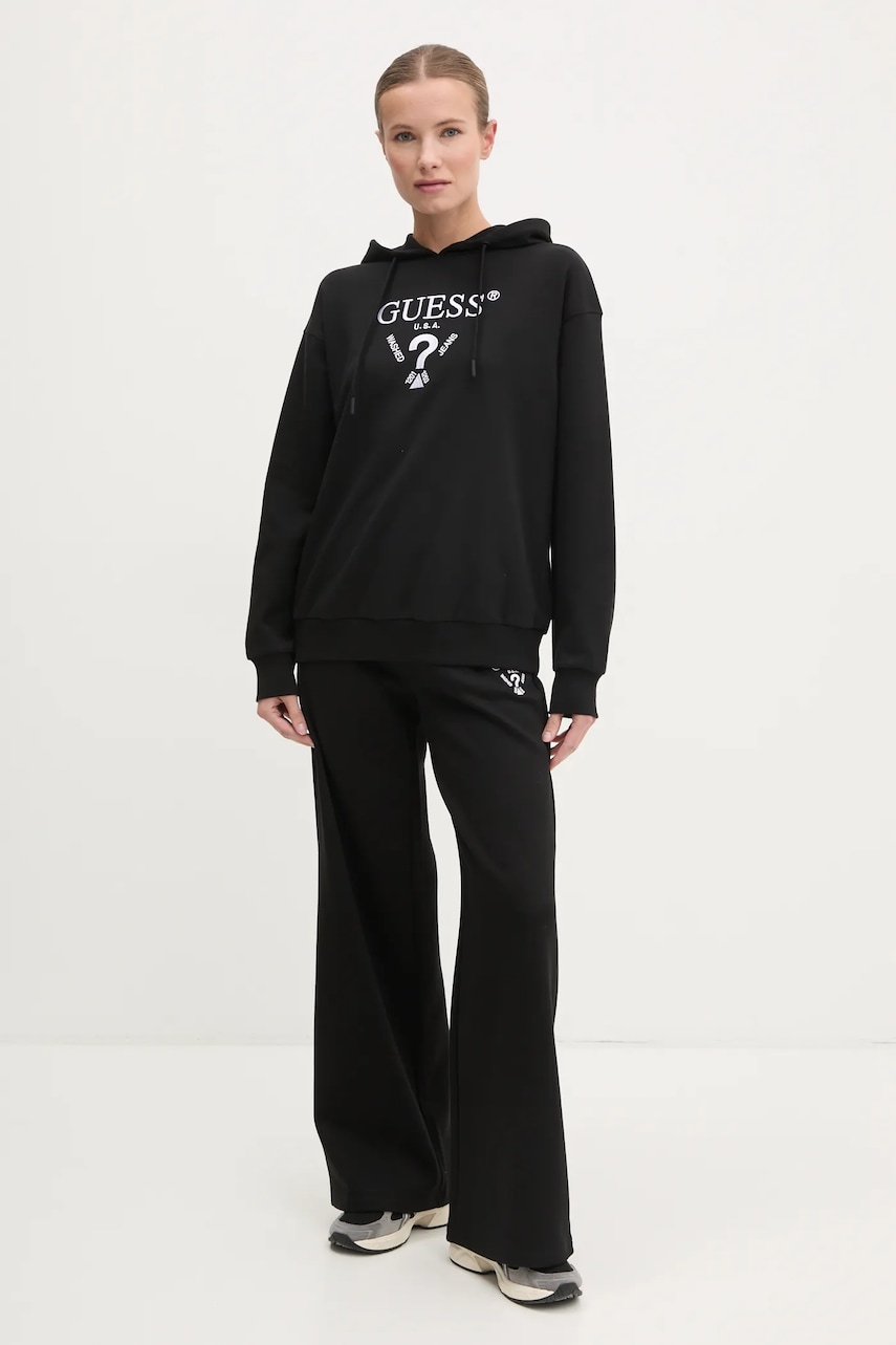 Кофта Guess ROBERTA женская цвет чёрный с капюшоном с аппликацией V5RQ11 KC3D2 Кофта Guess ROBERTA женская цвет чёрный с капюшоном с аппликацией V5RQ11 KC3D2