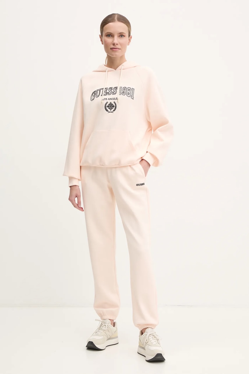 Кофта Guess MARGARET женская цвет бежевый с капюшоном с аппликацией V5RQ02 KCLD1 Кофта Guess MARGARET женская цвет бежевый с капюшоном с аппликацией V5RQ02 KCLD1