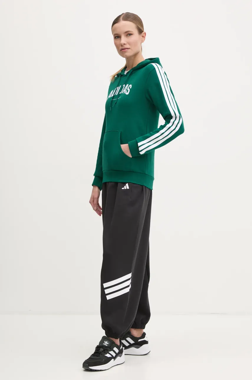 Кофта adidas W L SOFTS Collegiate женская цвет зелёный с капюшоном с принтом JV9154 Кофта adidas W L SOFTS Collegiate женская цвет зелёный с капюшоном с принтом JV9154