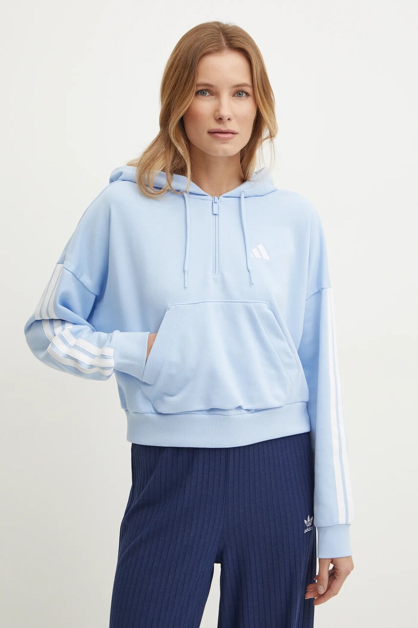 adidas bluza Essentials femei, cu glugă, cu imprimeu, JN1945