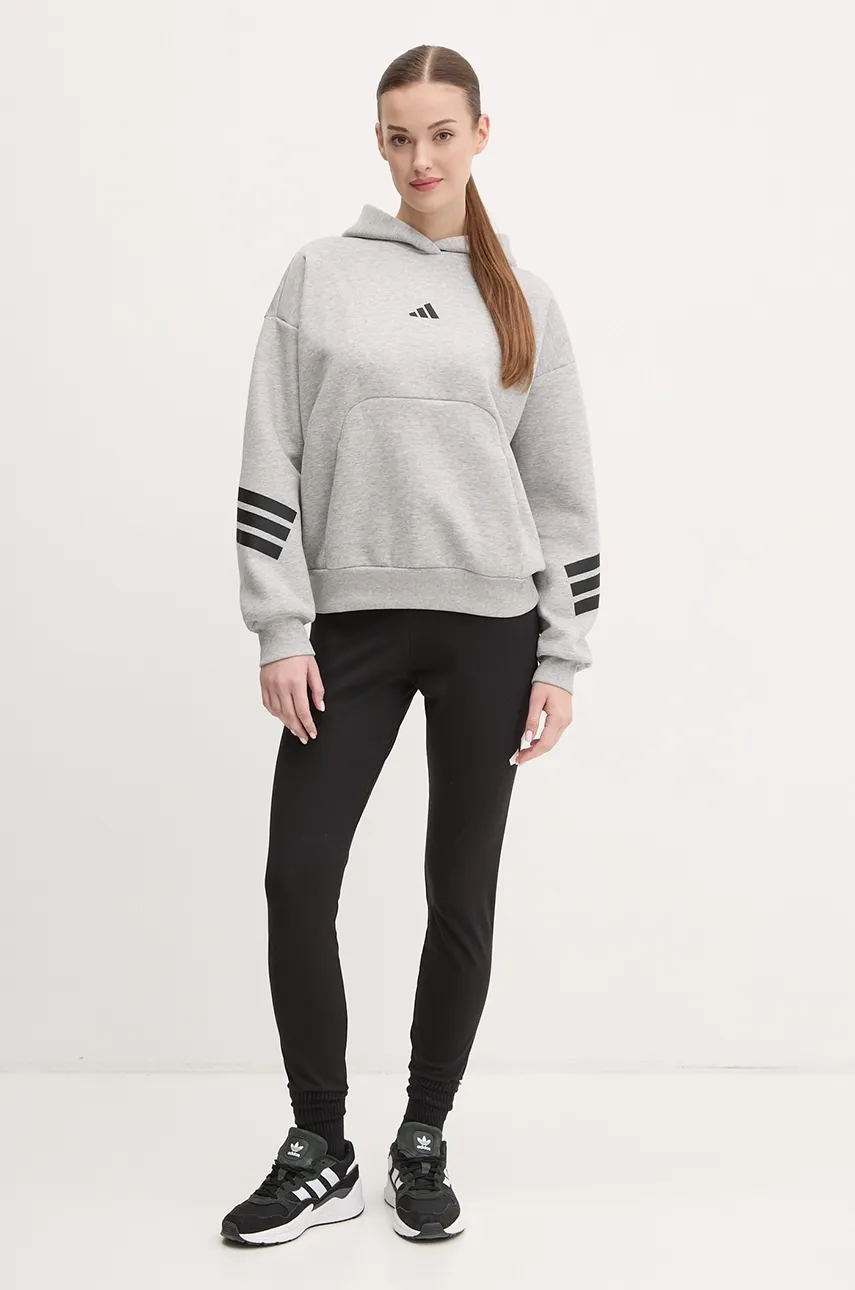 Кофта adidas Future Icons женская цвет серый с капюшоном с принтом JE0181 Кофта adidas Future Icons женская цвет серый с капюшоном с принтом JE0181