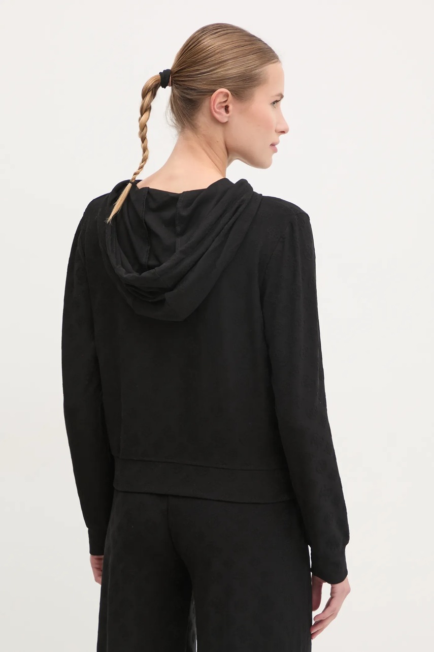 Μπλούζα Guess MONICA χρώμα: μαύρο, με κουκούλα, V5RQ21 KCLG2 φωτογραφία