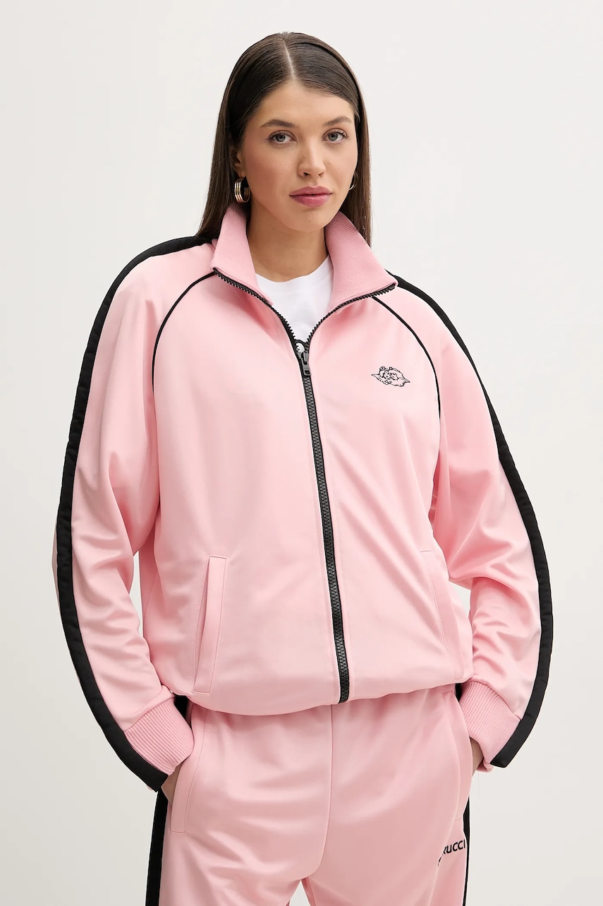 Fiorucci bluza Puffy Piping Angel Track Sweatshirt femei, culoarea roz, cu imprimeu, U02SPSZI270PL01PN02