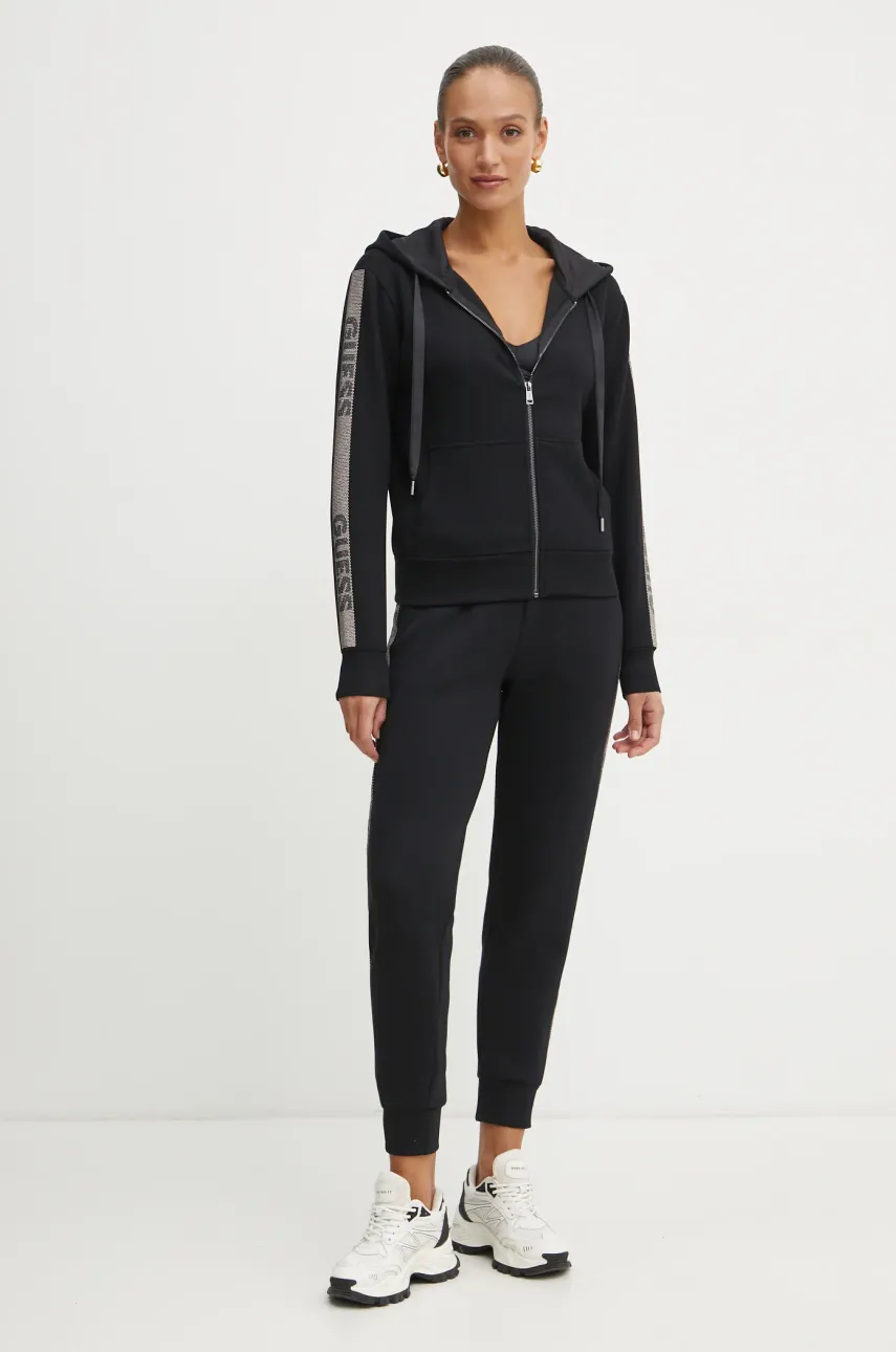 Кофта Guess женская цвет чёрный с капюшоном однотонная W5RQ03 KBYE2 Кофта Guess женская цвет чёрный с капюшоном однотонная W5RQ03 KBYE2