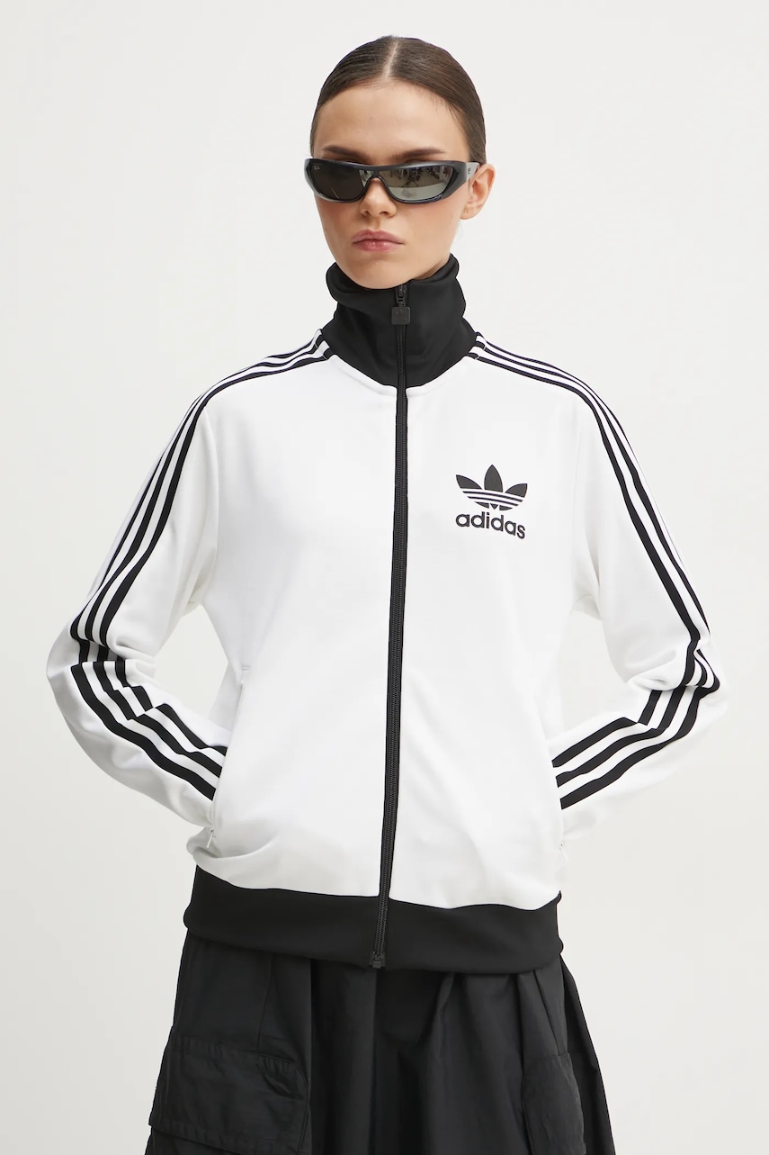 adidas Originals bluză Adicolor femei, culoarea alb, cu imprimeu, JC5806 adidas Originals bluză Adicolor femei, culoarea alb, cu imprimeu, JC5806