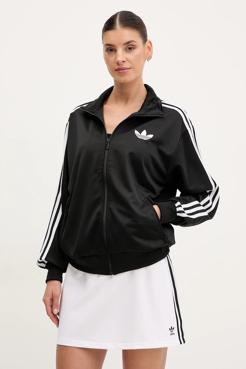 adidas Originals bluza Firebird femei, culoarea negru, cu imprimeu, JC8251 adidas Originals bluza Firebird femei, culoarea negru, cu imprimeu, JC8251