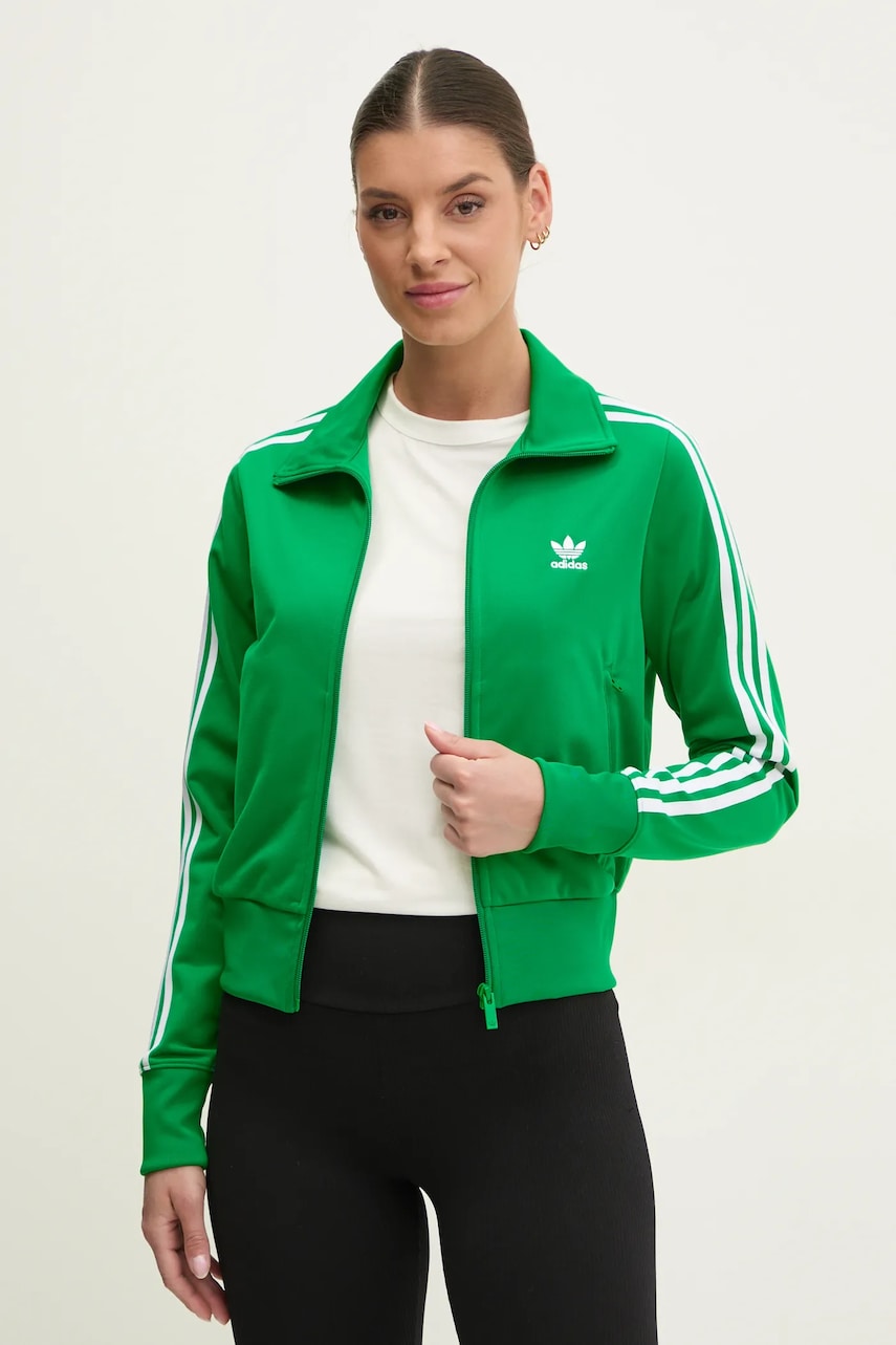 adidas Originals bluză Adicolor Classics Firebird femei, culoarea verde, cu imprimeu, JC8261 adidas Originals bluză Adicolor Classics Firebird femei, culoarea verde, cu imprimeu, JC8261