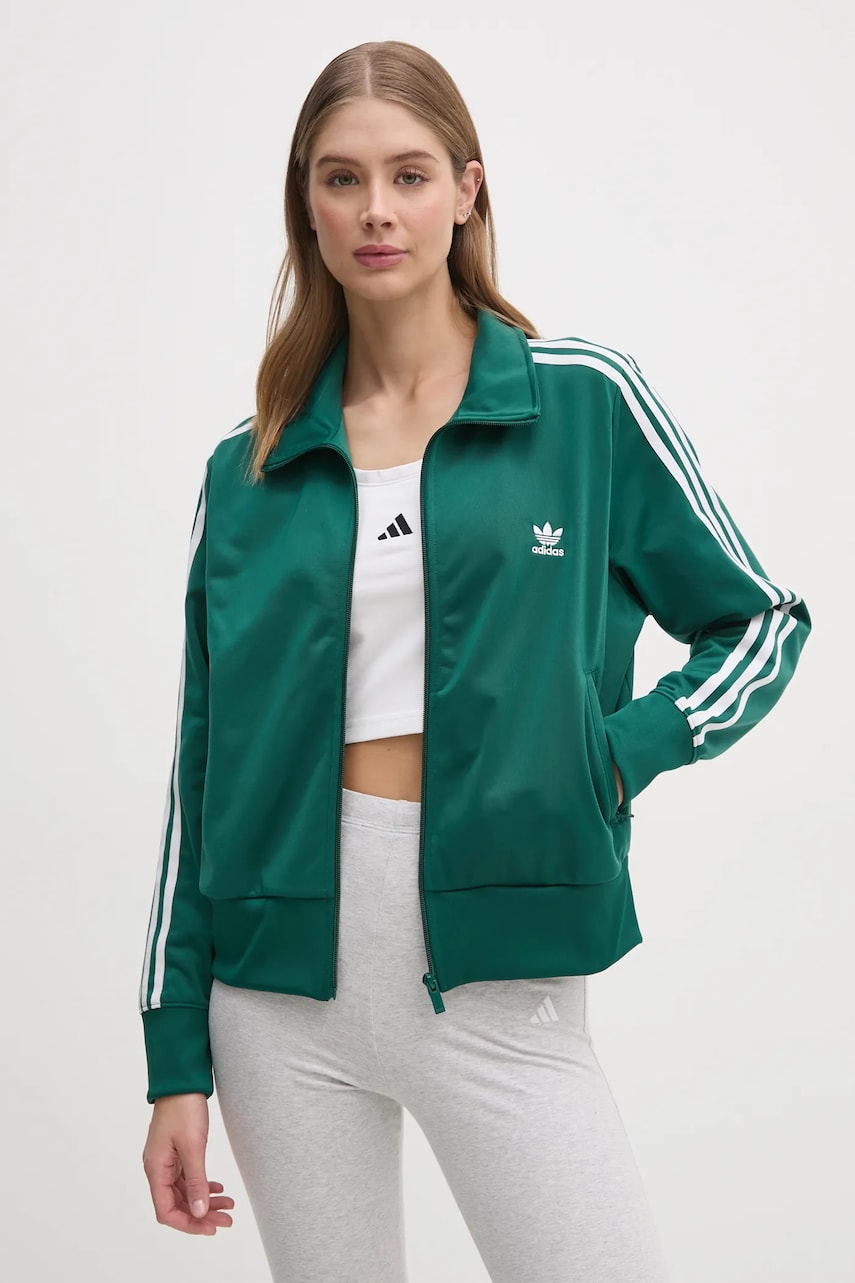 adidas Originals bluză Adicolor Classics Firebird femei, culoarea verde, cu imprimeu, JC8262 adidas Originals bluză Adicolor Classics Firebird femei, culoarea verde, cu imprimeu, JC8262