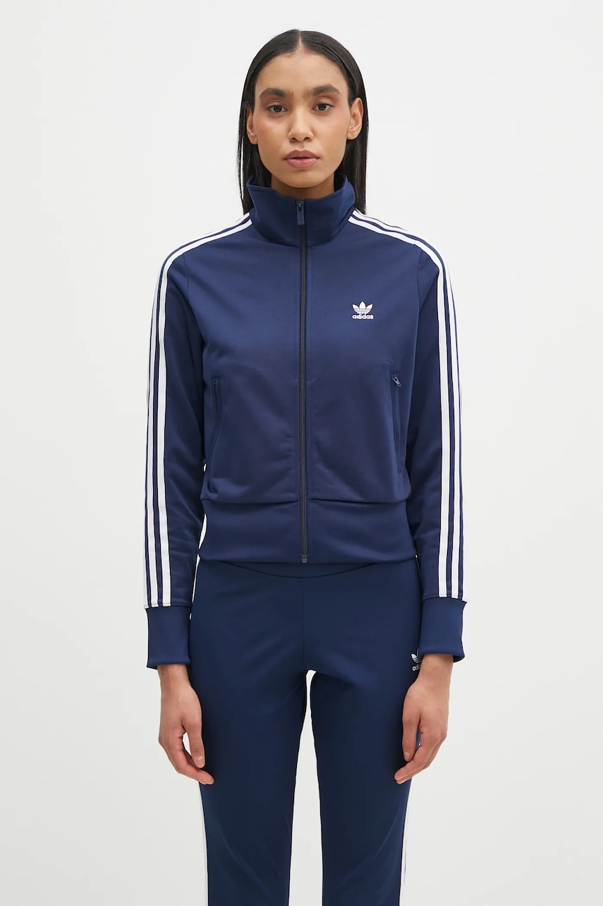 adidas Originals bluza Adicolor Classics Firebird femei, culoarea albastru marin, cu imprimeu, JC8263 adidas Originals bluza Adicolor Classics Firebird femei, culoarea albastru marin, cu imprimeu, JC8263
