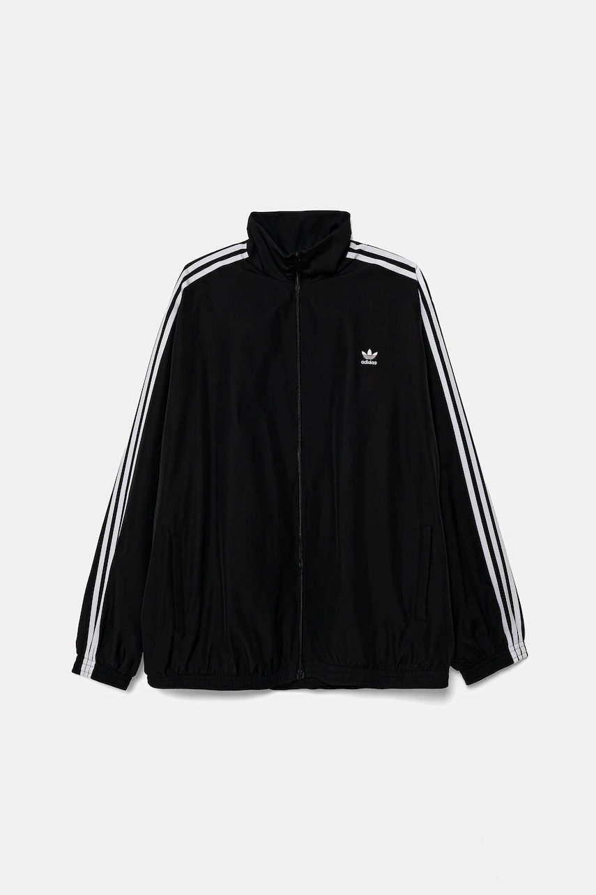 Levně Mikina adidas Originals OVERSIZED TT dámská, černá barva, s aplikací, JD3392