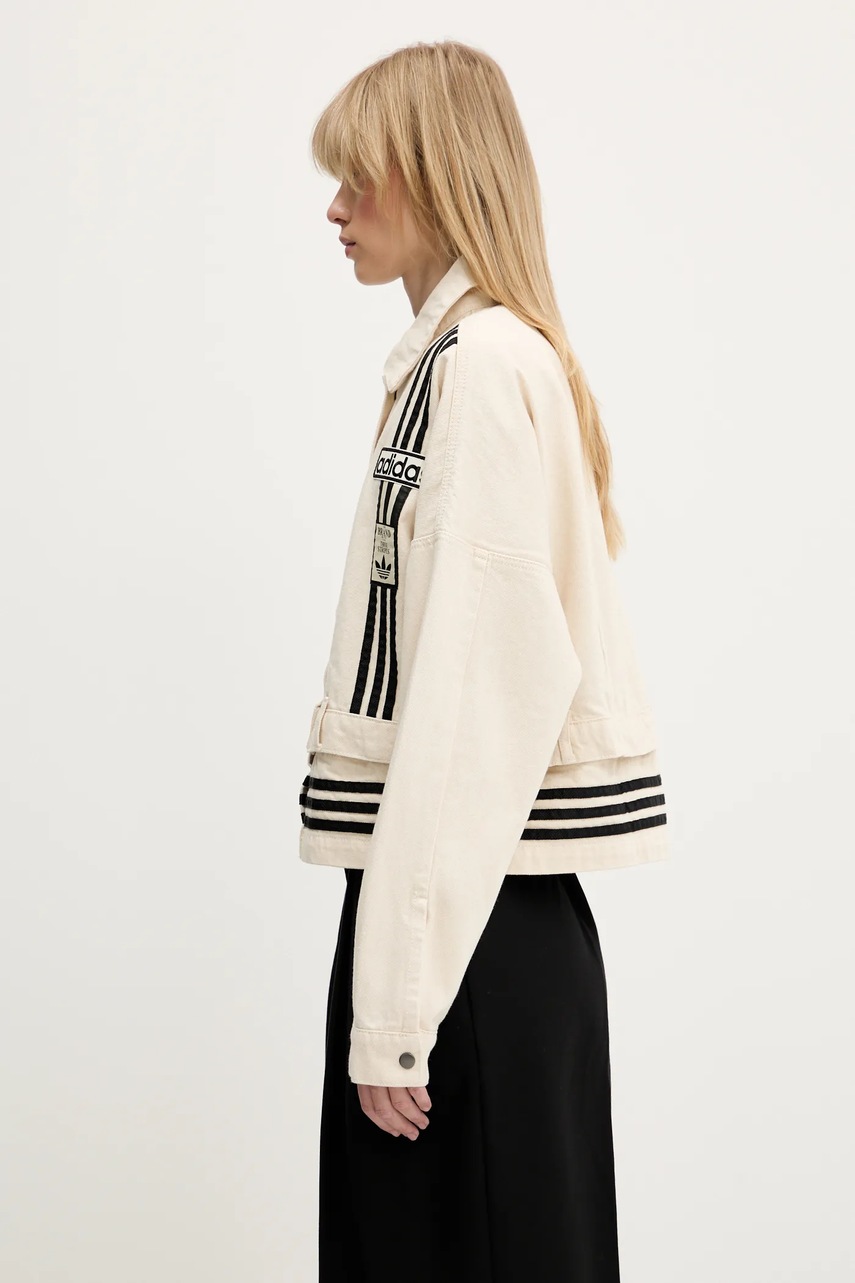 Джинсовая куртка adidas Originals Denim Track Top цвет бежевый переходная oversize JD5617