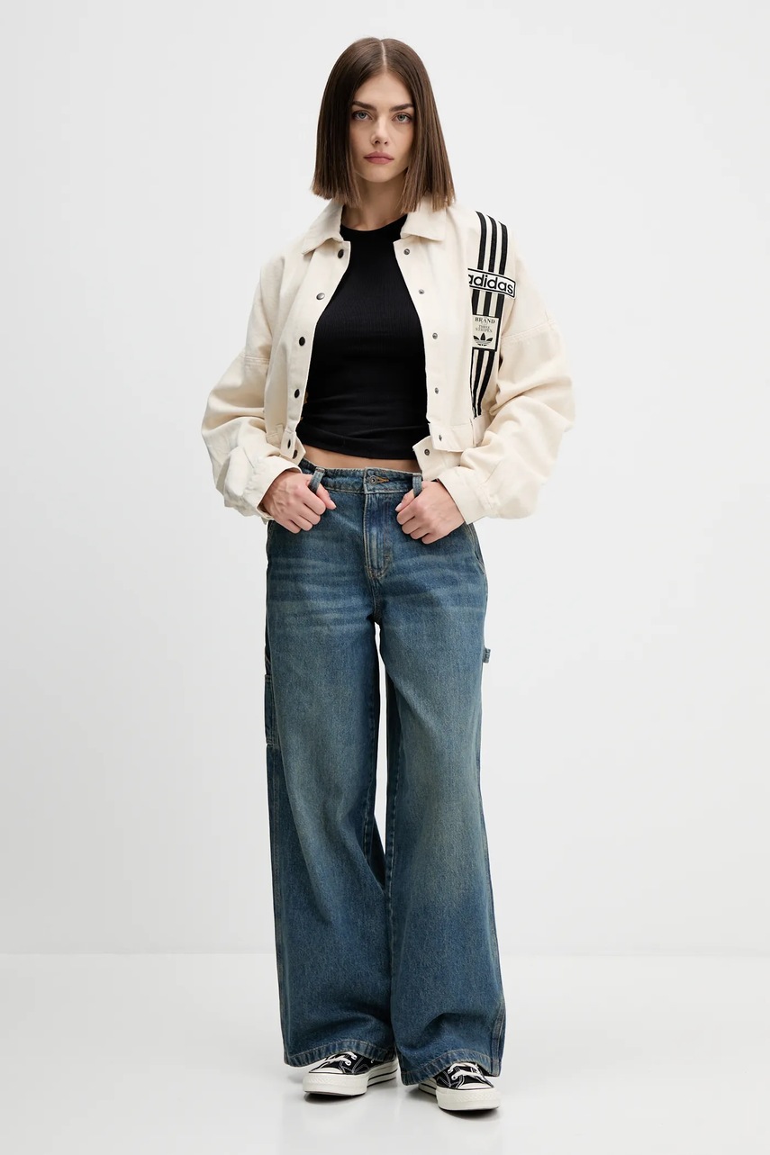 Джинсовая куртка adidas Originals Denim Track Top цвет бежевый переходная oversize JD5617 Джинсовая куртка adidas Originals Denim Track Top цвет бежевый переходная oversize JD5617