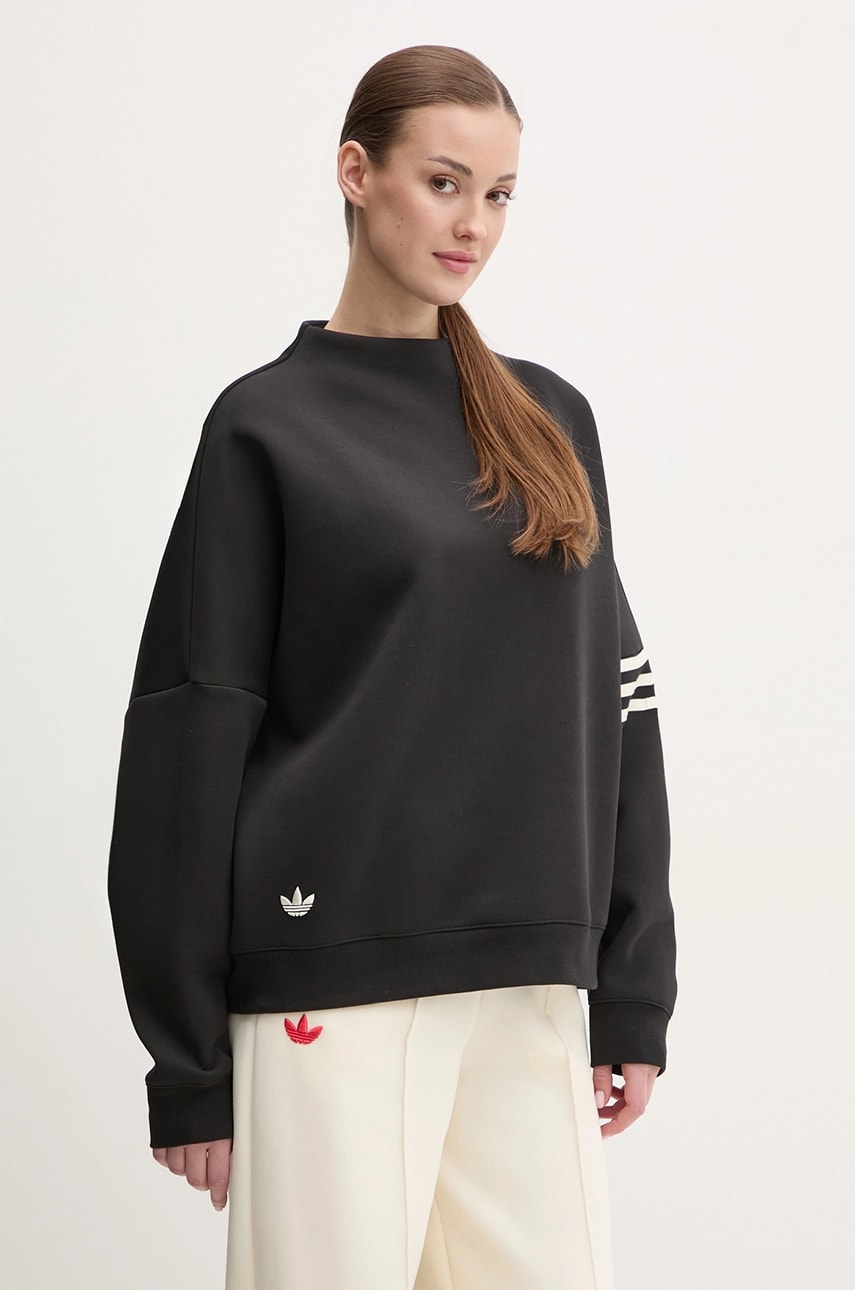 adidas Originals bluză Neuclassics femei, culoarea negru, cu imprimeu, JI8520 adidas Originals bluză Neuclassics femei, culoarea negru, cu imprimeu, JI8520