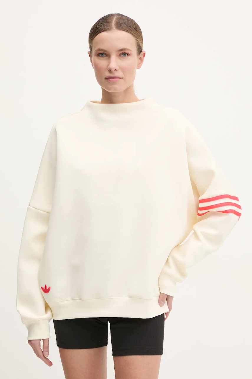 adidas Originals bluză Neuclassics femei, culoarea bej, cu imprimeu, JI8522 adidas Originals bluză Neuclassics femei, culoarea bej, cu imprimeu, JI8522