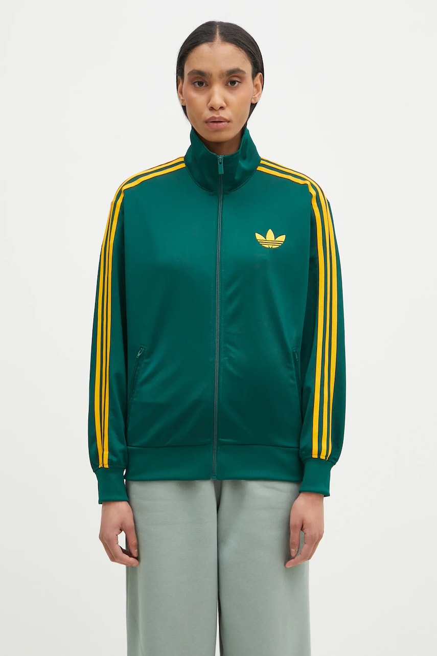 adidas Originals bluză Firebird femei, culoarea verde, cu imprimeu, JP2299 adidas Originals bluză Firebird femei, culoarea verde, cu imprimeu, JP2299