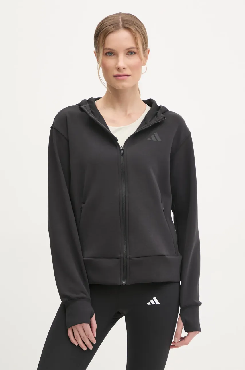 adidas Performance hanorac de antrenament Designed for Training culoarea negru, cu glugă, neted, JP2654