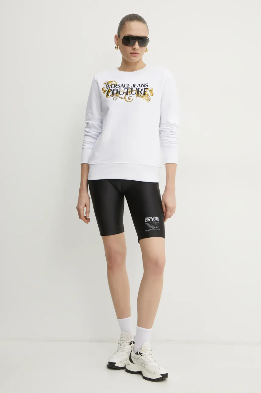 Хлопковая кофта Versace Jeans Couture женская цвет белый с аппликацией 78HAIC06 CF00C Хлопковая кофта Versace Jeans Couture женская цвет белый с аппликацией 78HAIC06 CF00C