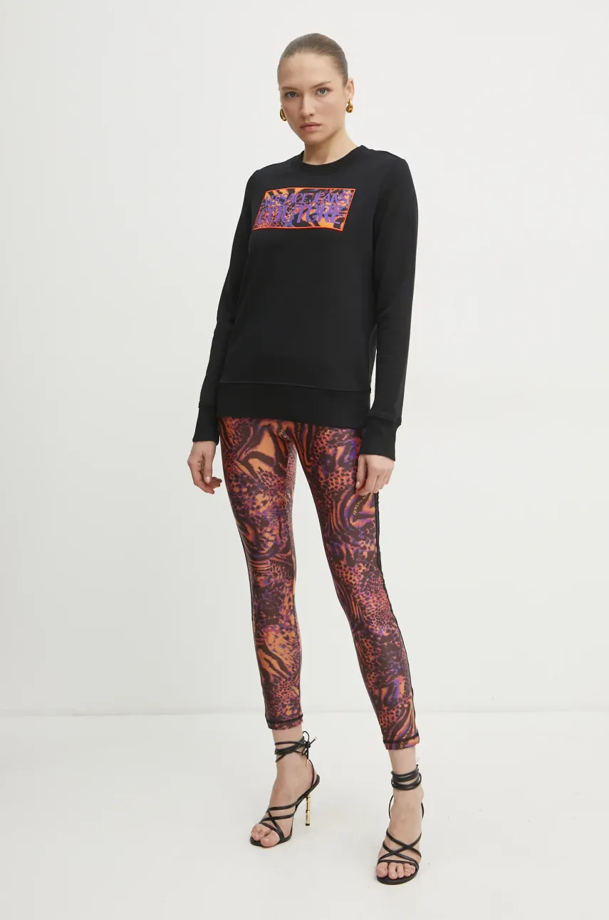 Хлопковая кофта Versace Jeans Couture женская цвет чёрный с принтом 78HAIE04 CF00E Хлопковая кофта Versace Jeans Couture женская цвет чёрный с принтом 78HAIE04 CF00E