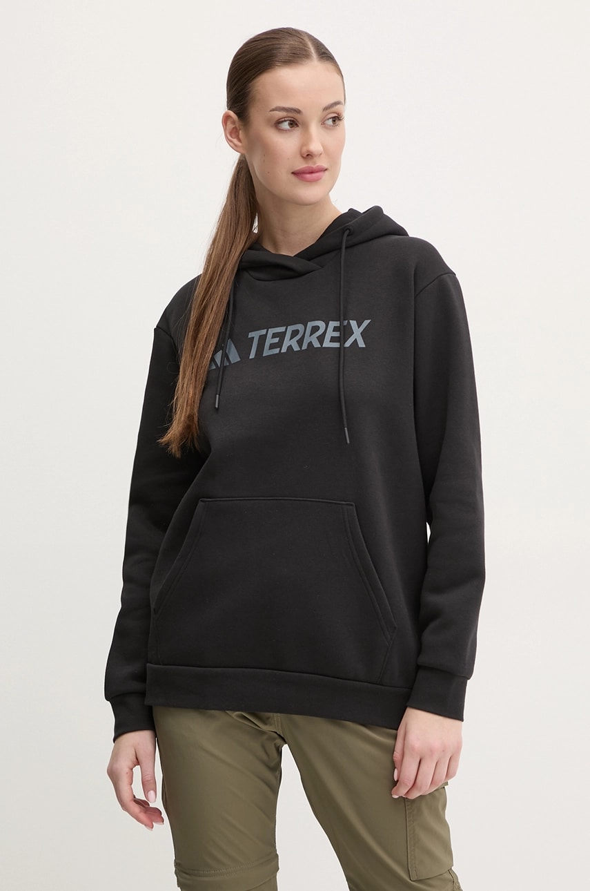 adidas TERREX bluză trening Multi culoarea negru, cu glugă, cu imprimeu, IZ3301 adidas TERREX bluză trening Multi culoarea negru, cu glugă, cu imprimeu, IZ3301