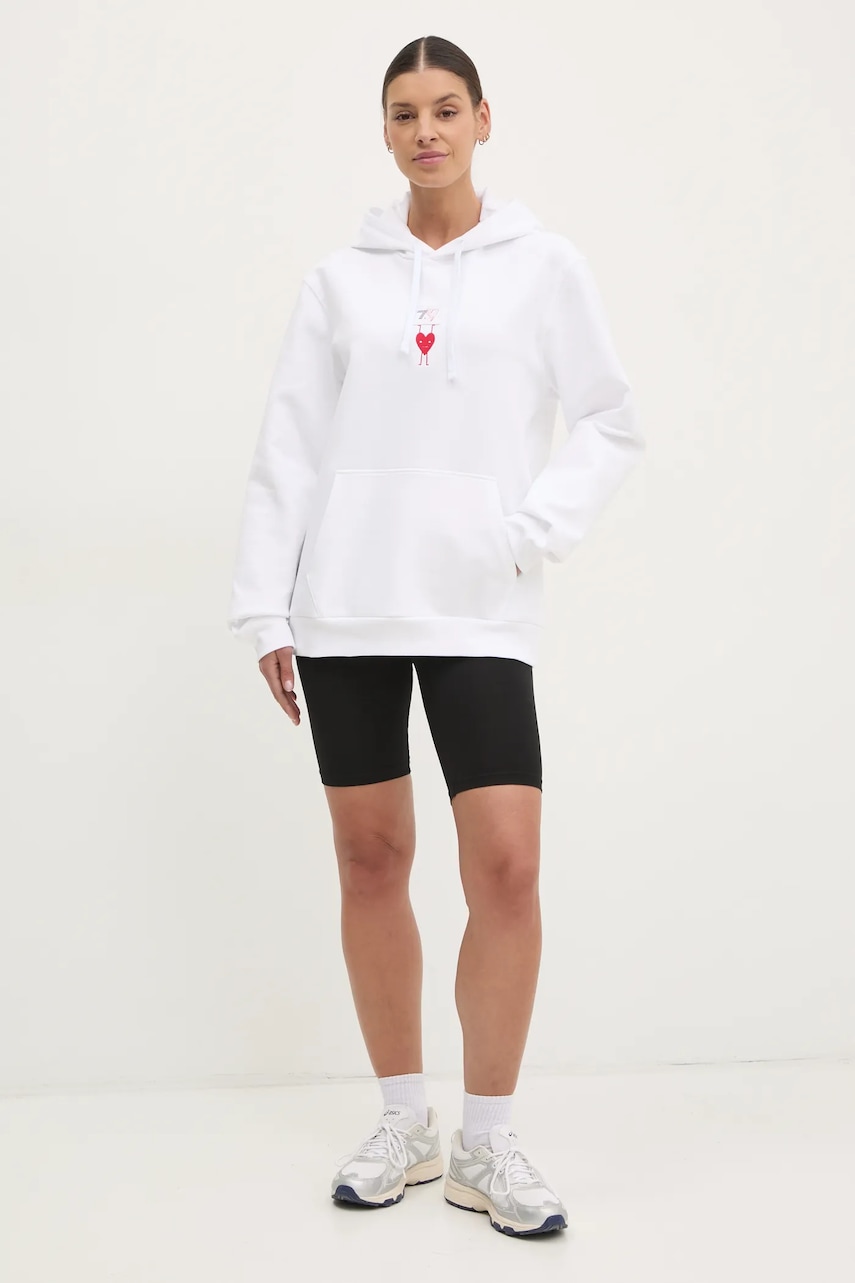 Кофта EA7 Emporio Armani женская цвет белый с капюшоном с принтом AF12116.7X000043 Кофта EA7 Emporio Armani женская цвет белый с капюшоном с принтом AF12116.7X000043