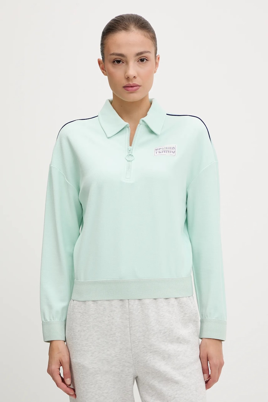 Levně Mikina EA7 Emporio Armani dámská, zelená barva, hladká, AF13289.7W000227