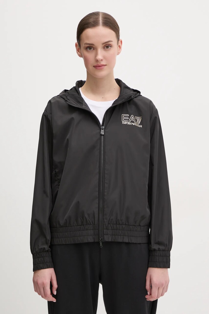 Levně Bunda EA7 Emporio Armani černá barva, přechodná, AF12454.7W000113