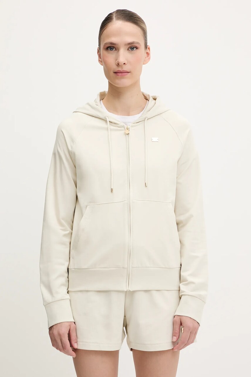 EA7 Emporio Armani bluza culoarea bej, cu gluga, uni, AF13135.7W000078