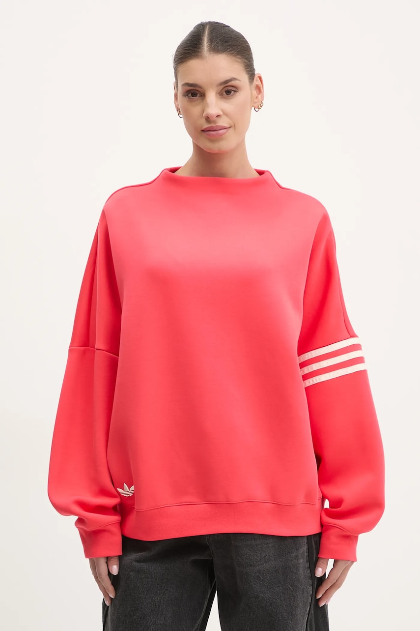 adidas Originals bluza Neuclassics femei, culoarea rosu, cu imprimeu, JI8521 adidas Originals bluza Neuclassics femei, culoarea rosu, cu imprimeu, JI8521