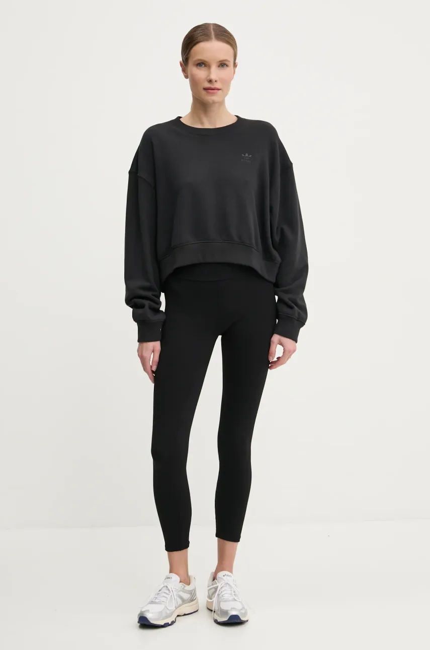 Хлопковая кофта adidas Originals Nelson женская цвет чёрный с принтом JC8335 Хлопковая кофта adidas Originals Nelson женская цвет чёрный с принтом JC8335