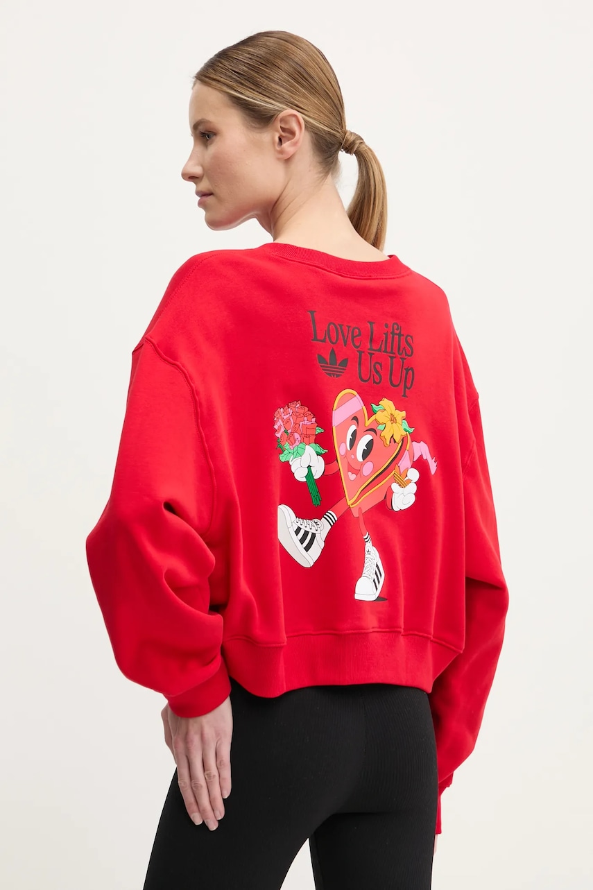 adidas Originals bluza Nelson femei, culoarea rosu, neted, JN6974 adidas Originals bluza Nelson femei, culoarea rosu, neted, JN6974