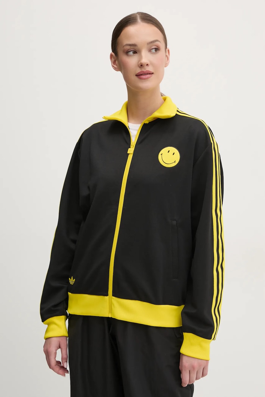 adidas Originals bluza X Smiley femei, culoarea negru, modelator, JD2736 adidas Originals bluza X Smiley femei, culoarea negru, modelator, JD2736