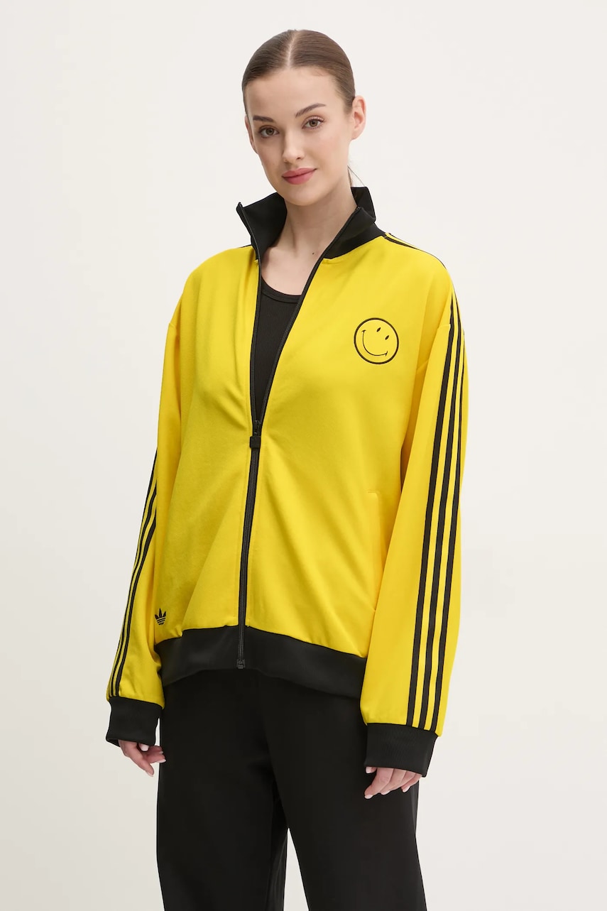 adidas Originals bluza X Smiley femei, culoarea galben, cu imprimeu, JD2737 adidas Originals bluza X Smiley femei, culoarea galben, cu imprimeu, JD2737
