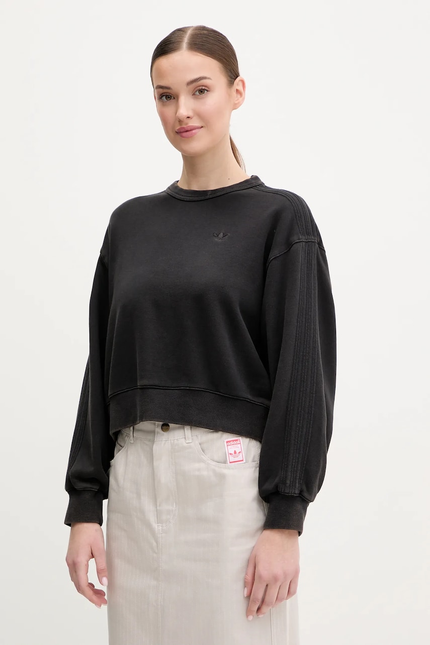 adidas Originals hanorac de bumbac Essential femei, culoarea negru, neted, JP2515 adidas Originals hanorac de bumbac Essential femei, culoarea negru, neted, JP2515
