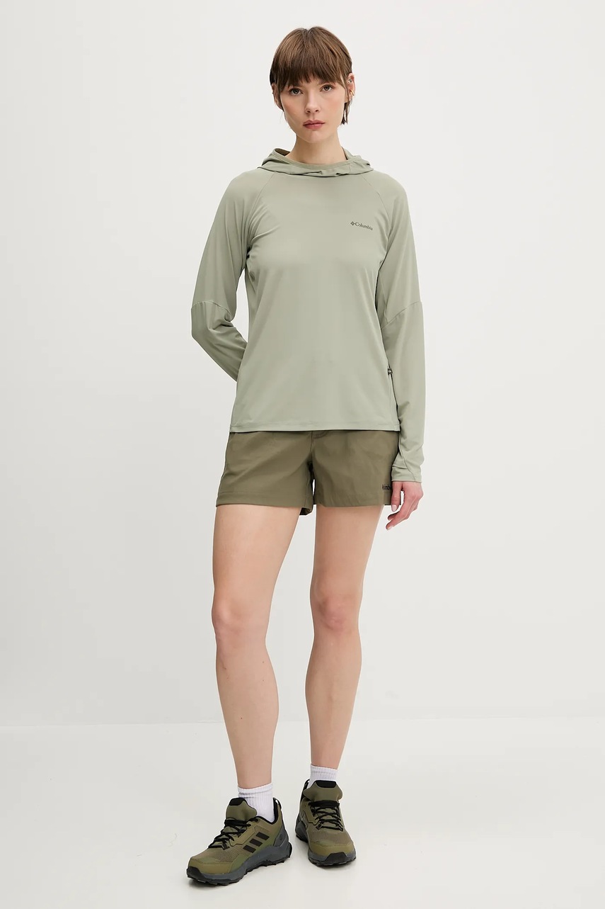 Спортивная кофта Columbia Skien Valley цвет зелёный с капюшоном однотонная 2123293