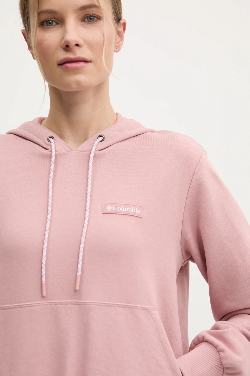 Μπλούζα Columbia Marble Canyon χρώμα: ροζ, με κουκούλα, 2073661 φωτογραφία
