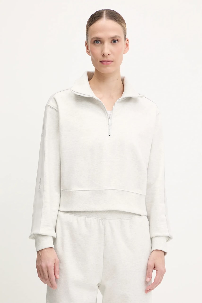 Levně Mikina Calvin Klein Performance dámská, šedá barva, melanžová, LVGWS5W312