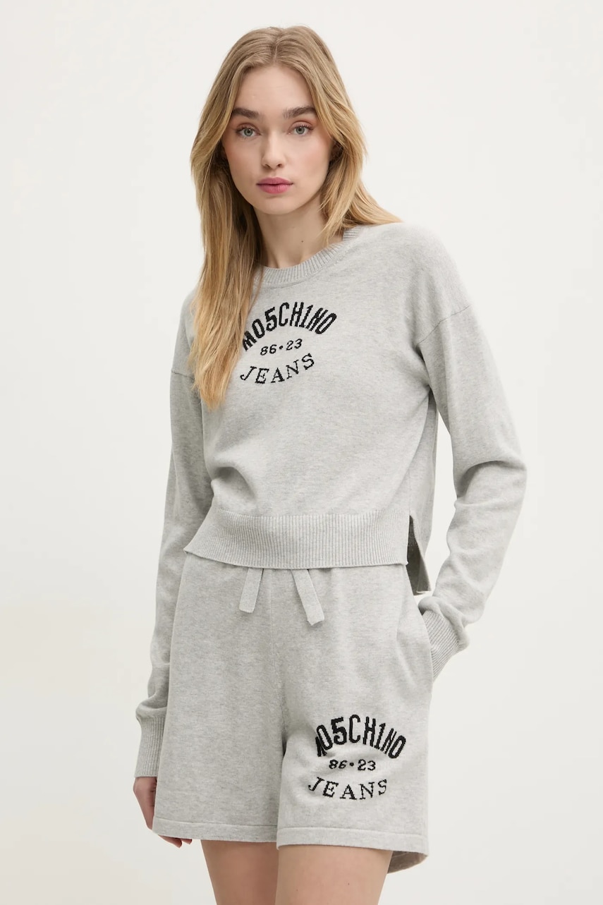 Moschino Jeans pulover de bumbac culoarea gri, light, 0907 3201 Moschino Jeans pulover de bumbac culoarea gri, light, 0907 3201
