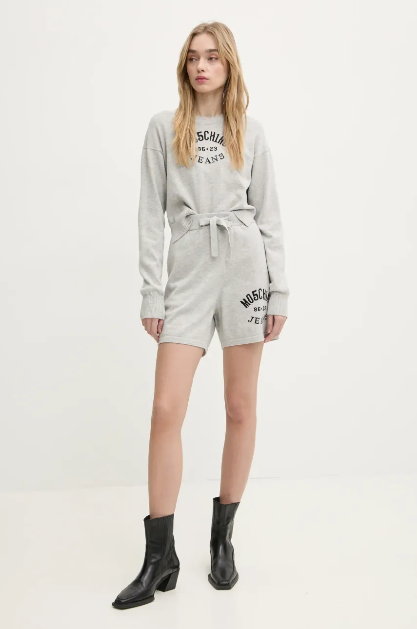 Хлопковый свитер Moschino Jeans цвет серый лёгкий 0907 3201 Хлопковый свитер Moschino Jeans цвет серый лёгкий 0907 3201
