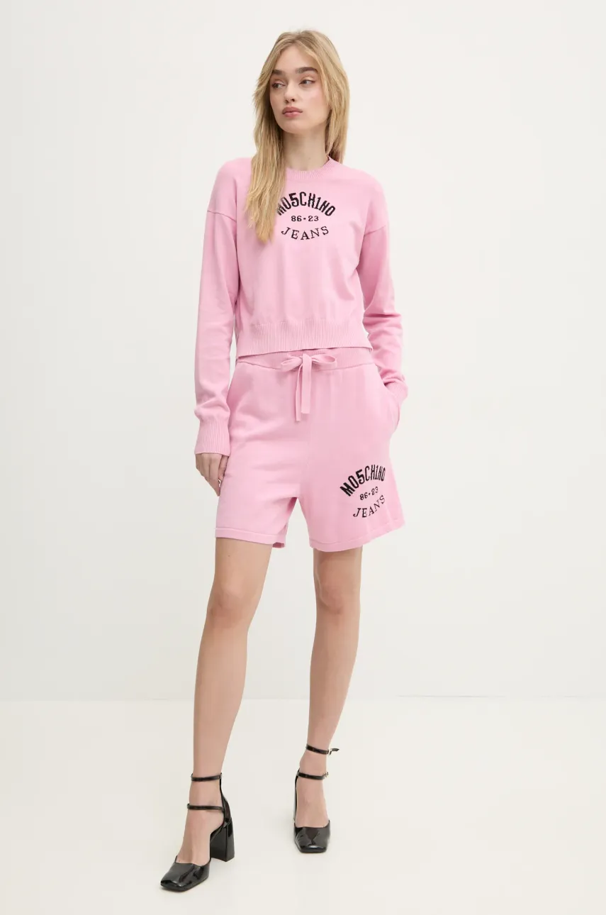 Хлопковый свитер Moschino Jeans цвет розовый лёгкий 0907 3201 Хлопковый свитер Moschino Jeans цвет розовый лёгкий 0907 3201