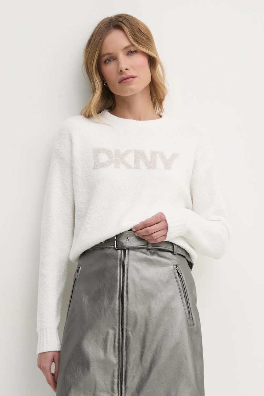 Dkny pulover femei, culoarea bej, DJ4R0424 Dkny pulover femei, culoarea bej, DJ4R0424