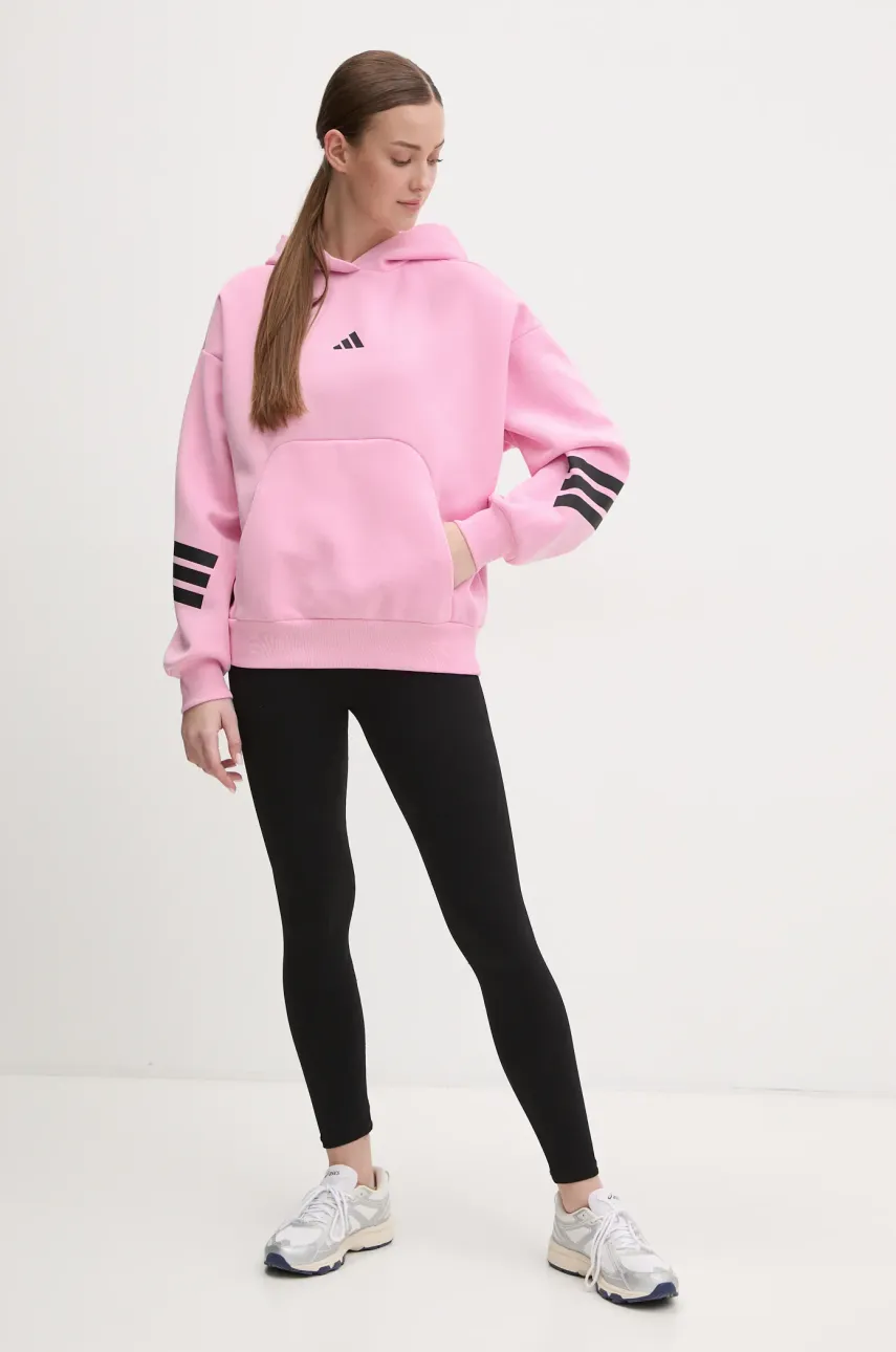 Кофта adidas Future Icons женская цвет розовый с капюшоном с принтом JE0183 Кофта adidas Future Icons женская цвет розовый с капюшоном с принтом JE0183