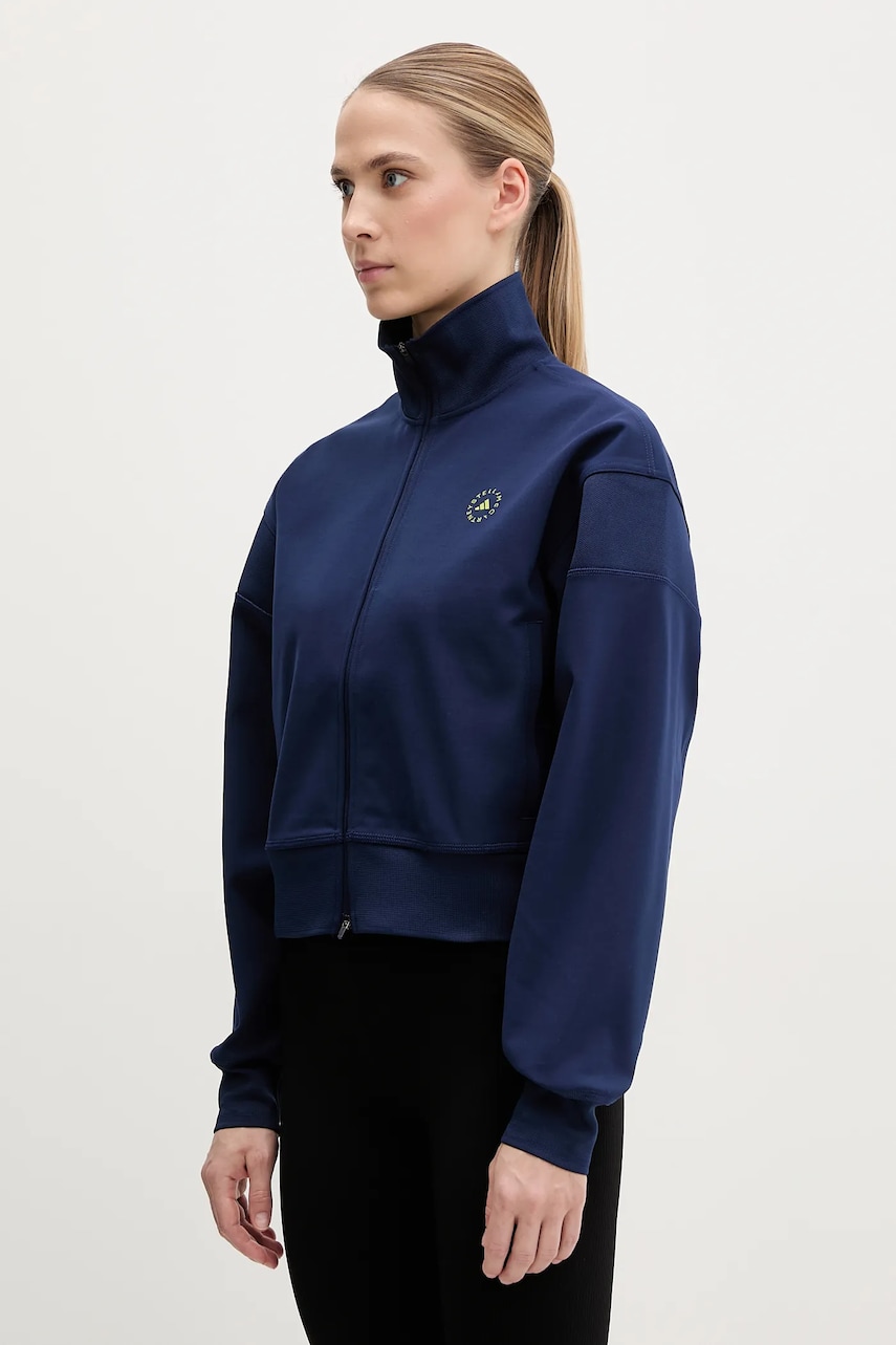 adidas by Stella McCartney bluză trening culoarea albastru marin, neted, JF8515