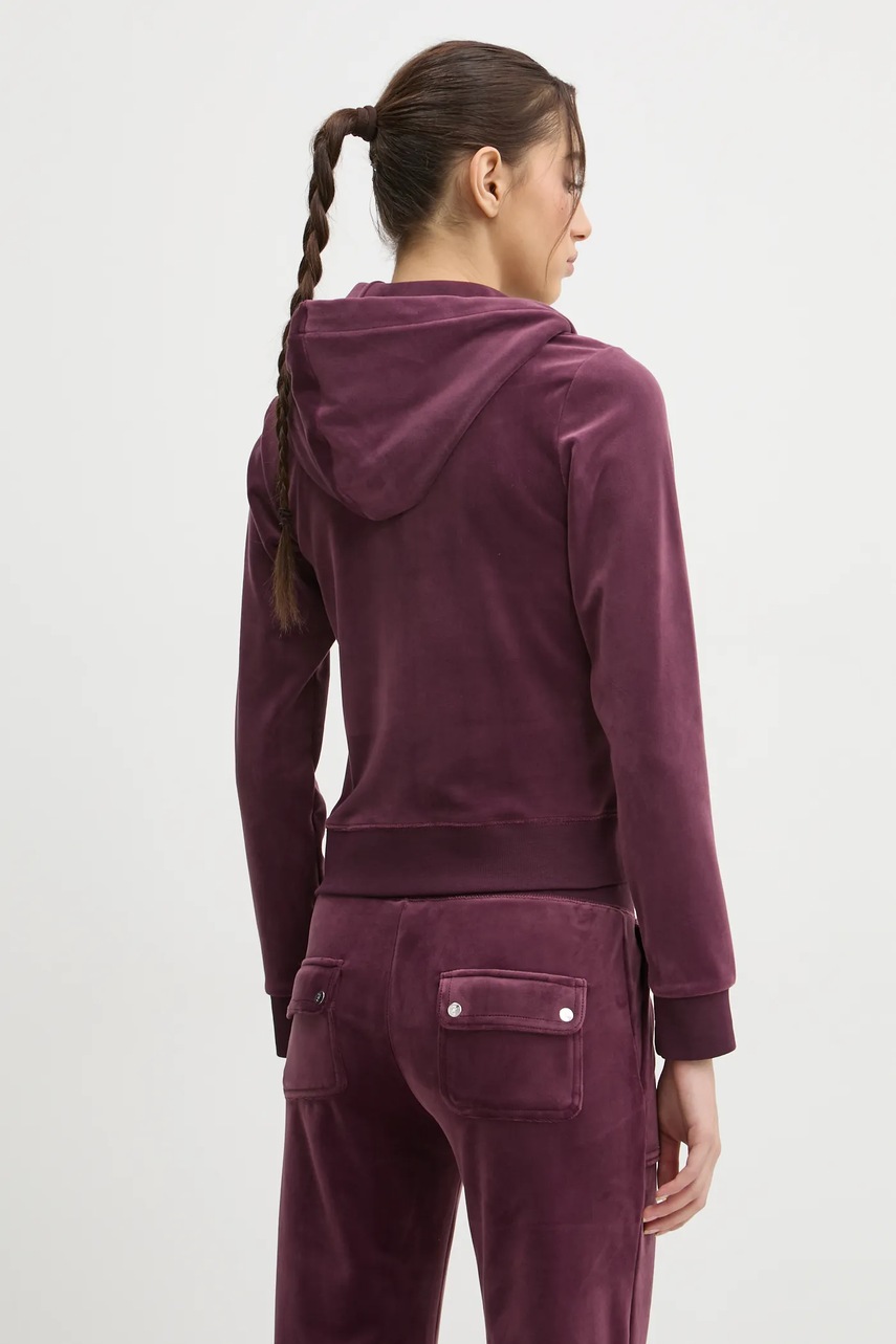 Кофта Juicy Couture жіноча колір бордовий з капюшоном однотонна JCAP176EU 