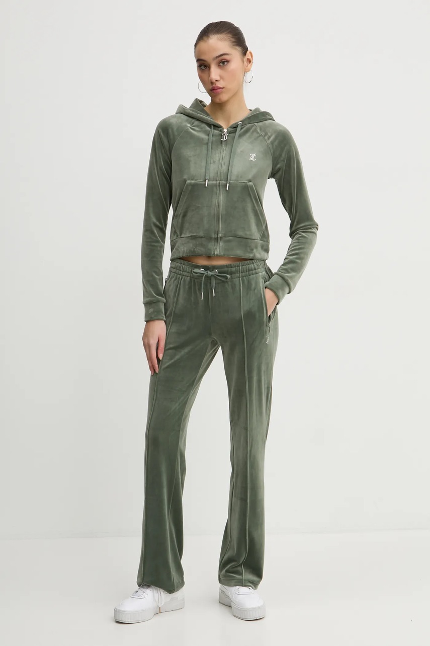 Кофта Juicy Couture женская цвет зелёный с капюшоном с аппликацией JCWA122001 Кофта Juicy Couture женская цвет зелёный с капюшоном с аппликацией JCWA122001