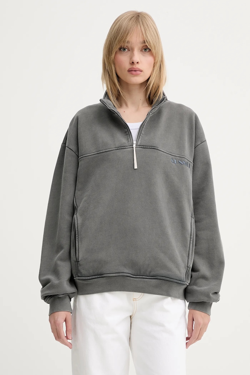 Sunnei hanorac de bumbac culoarea gri, uni, RTWXJER030