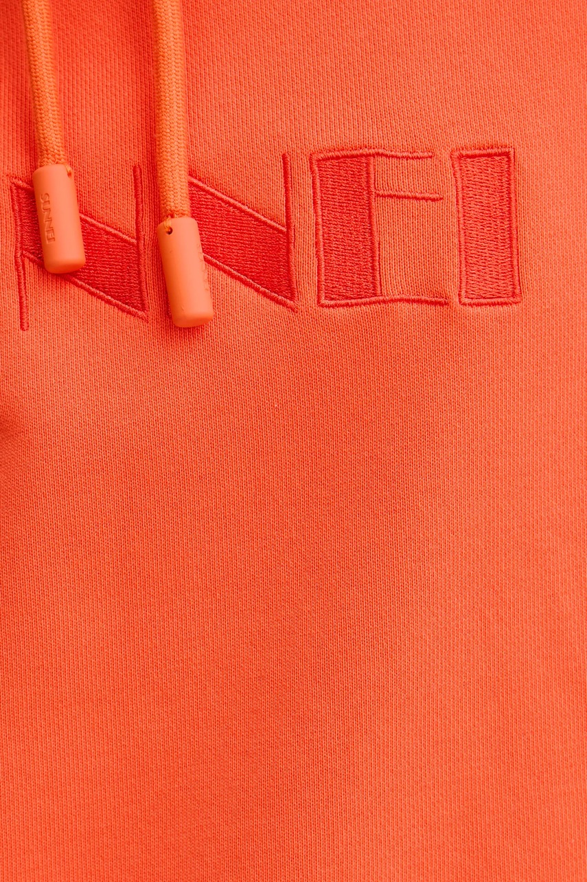 Βαμβακερή μπλούζα Sunnei γυναικεία, χρώμα: πορτοκαλί, με κουκούλα, RTWXJER031 φωτογραφία