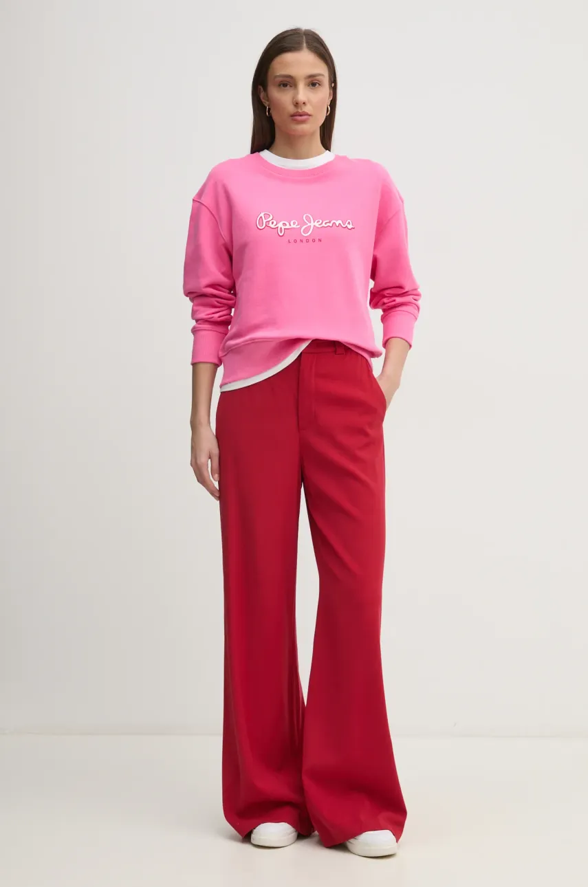 Хлопковая кофта Pepe Jeans MADDY женская цвет розовый с принтом PL581484 Хлопковая кофта Pepe Jeans MADDY женская цвет розовый с принтом PL581484