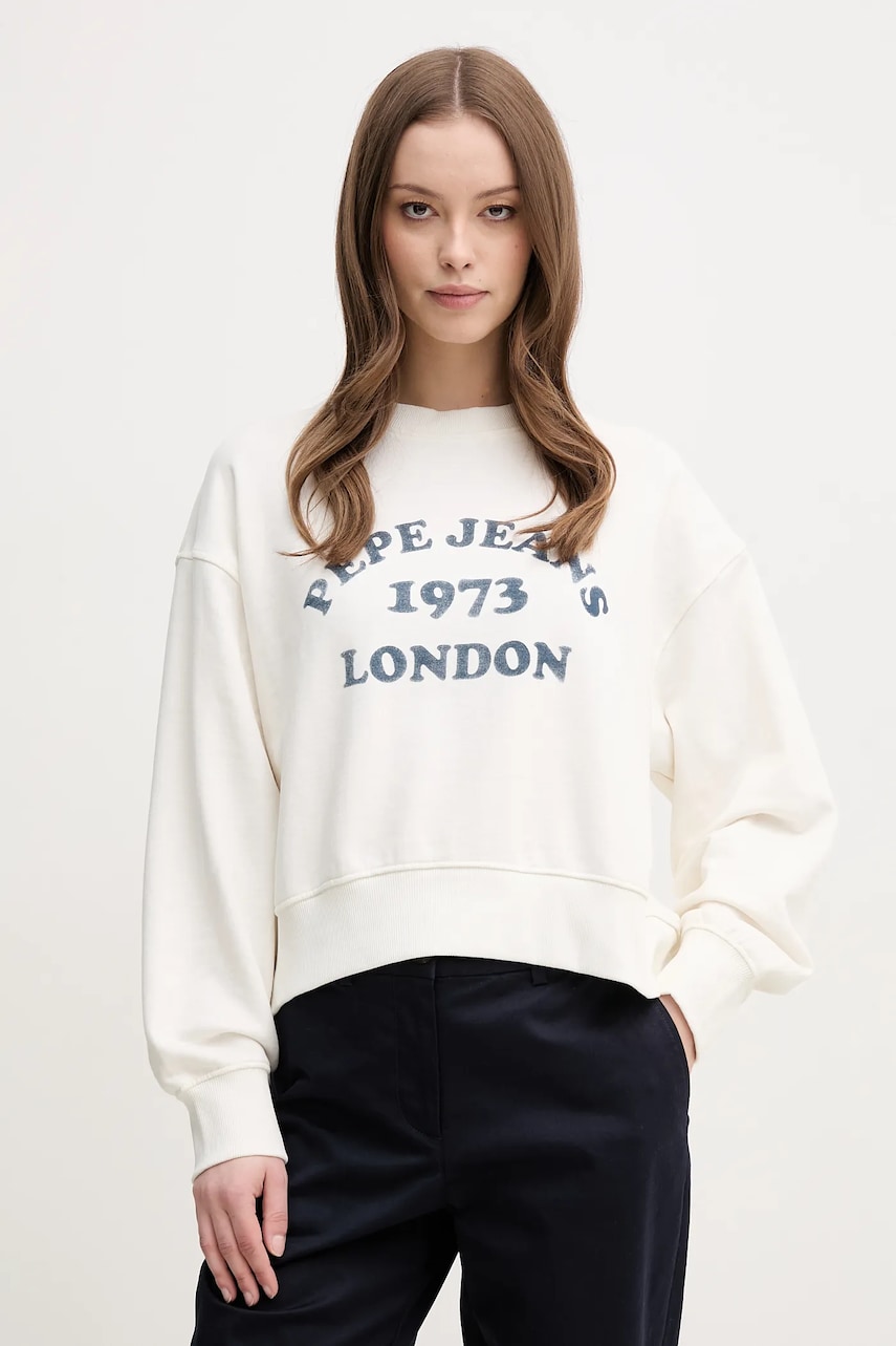 Pepe Jeans bluza VENUS femei, culoarea alb, cu imprimeu, PL581487 Pepe Jeans bluza VENUS femei, culoarea alb, cu imprimeu, PL581487