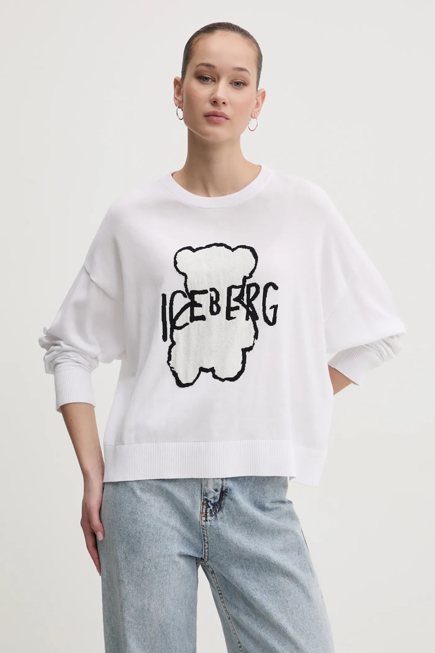 Iceberg pulover de bumbac culoarea alb, light, A009 9515 Iceberg pulover de bumbac culoarea alb, light, A009 9515