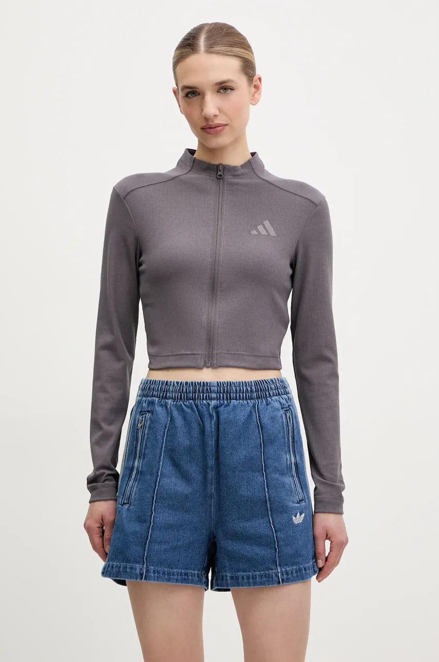 adidas bluza ALL SZN RIB femei, culoarea violet, neted, JJ1229